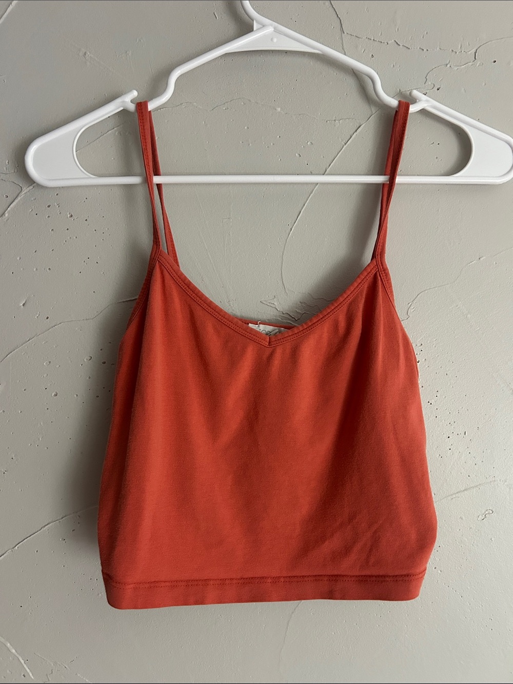 Women's Cropped Rust Red Spaghetti Strap Tank Top